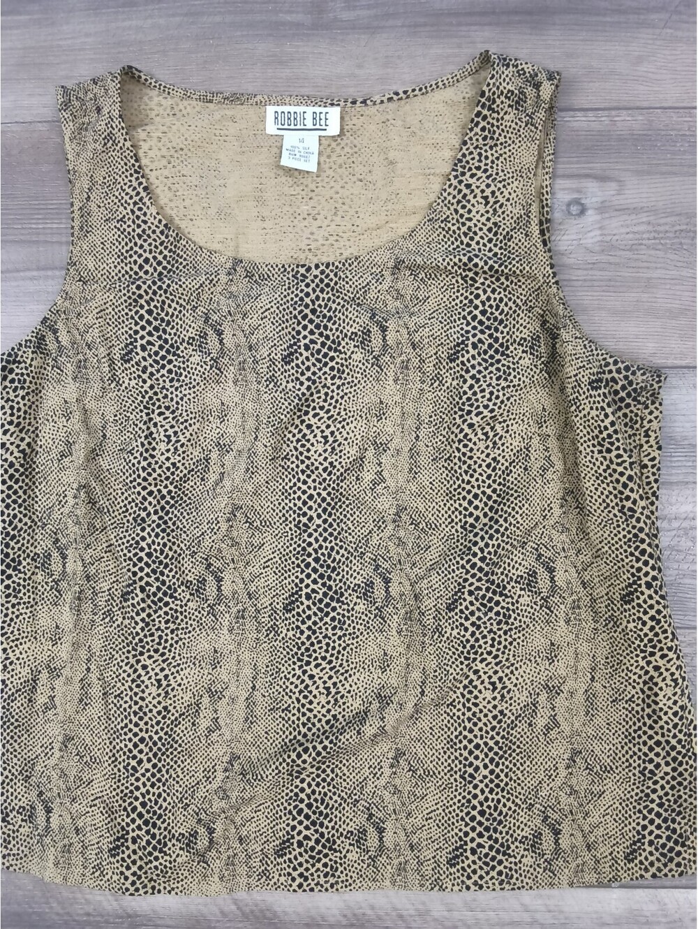 Vintage Robbie Bee Women's 14 US Sleeveless 100% Silk Snakeskin